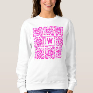 Pretty Girlie Hot Pink Lace Monogram Sweatshirt