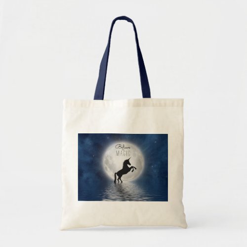 Pretty Girls Believe in Magic Unicorn Moonlight Tote Bag
