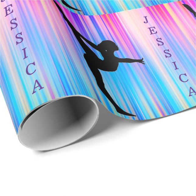 Pretty Girls Gymnastics Colorful Wrapping Paper (Roll Corner)