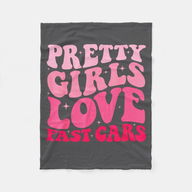 Pretty Girls Love Fast Funny Saying Jokes Retro Gr Fleece Blanket (Front)