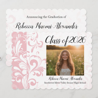 Pretty Girls Photo Graduation Announcement Pink