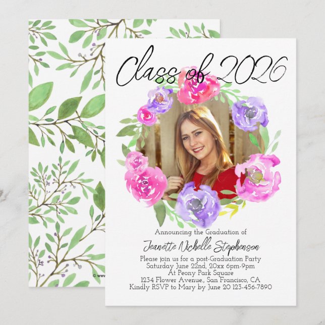 Pretty Girls Photo Graduation Announcements 2026 (Front/Back)