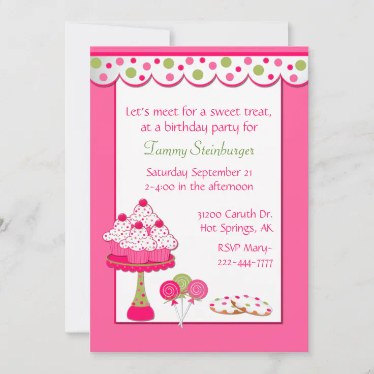 Pretty Girl's Sweets Birthday Party Invitation | Zazzle