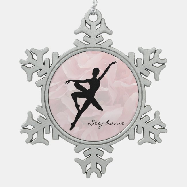 Pretty Girly Ballerina Pewter Snowflake Ornament