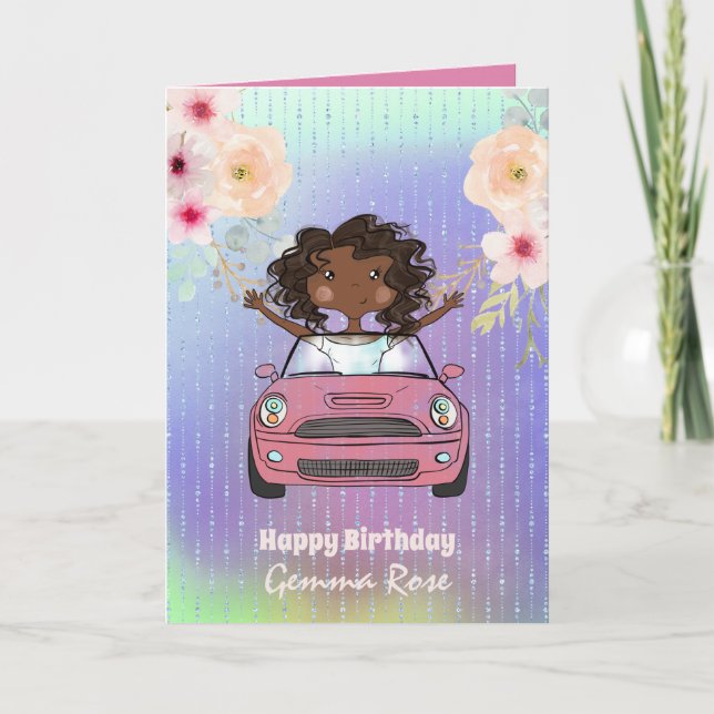 Pretty Girly Black Girl Birthday - Lots of Themes Card (Front)