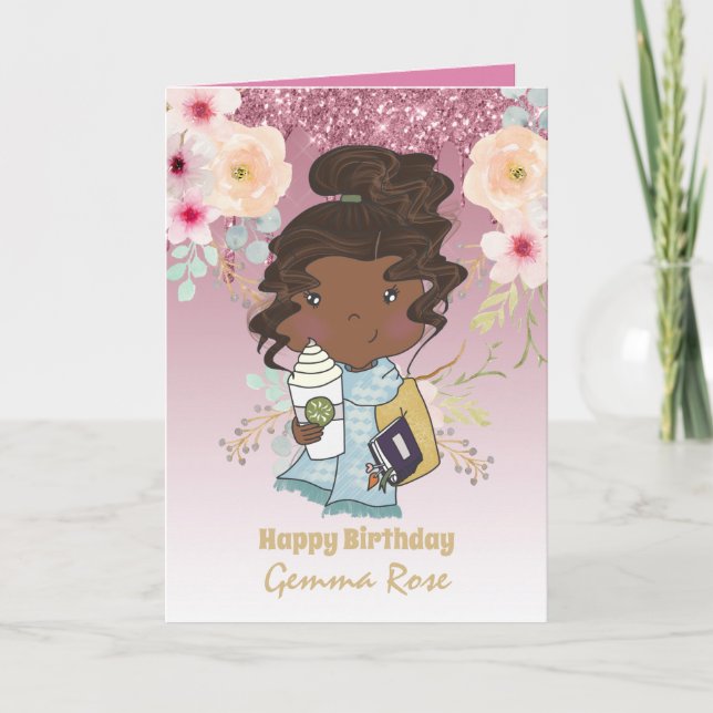 Pretty Girly Black Girl Birthday - Lots of Themes Card (Front)