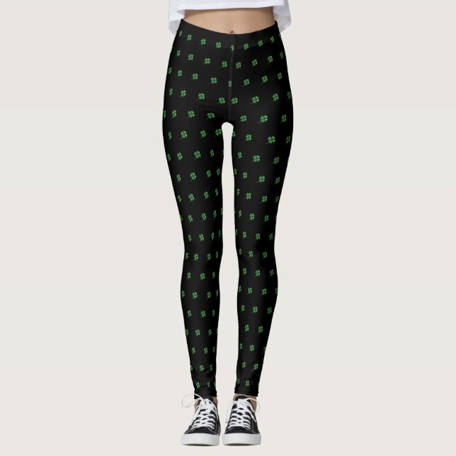 Pretty Girly ,Black,Shamrock Leggings (Front)