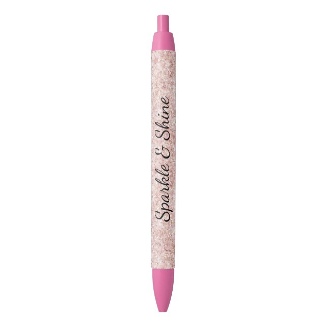 Pretty Girly Blush Pink Glitter Pen (Front Vertical)