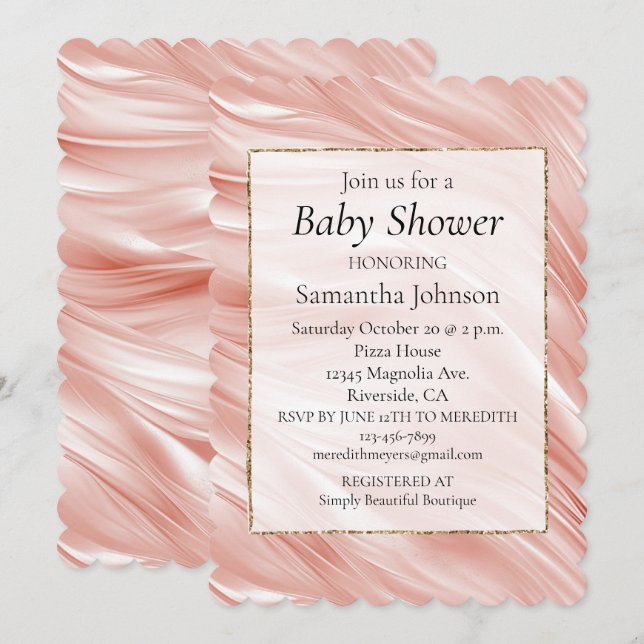 Pretty Girly Blush Pink Swirl Baby Shower Invitation (Front/Back)