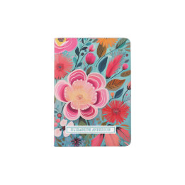 Pretty Girly Botanical Floral Passport Holder