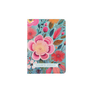 Pretty Girly Botanical Floral Passport Holder