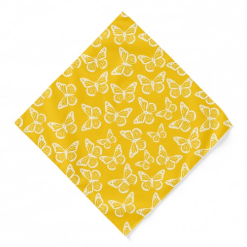 Pretty Girly Butterfly Print Trendy Cute Yellow Bandana