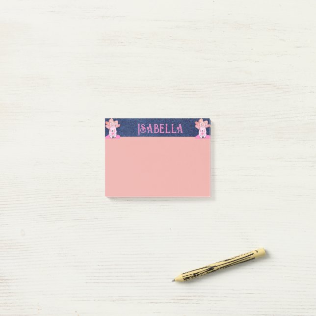 Pretty Girly Cat Personalized Stationery With Name Post-it Notes (On Desk)