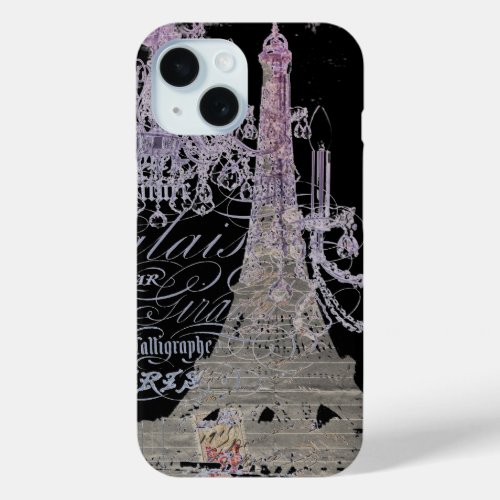 pretty girly chic i love paris eiffel tower iPhone 15 case
