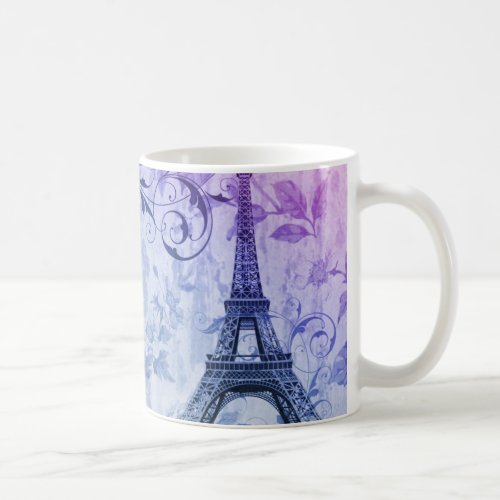 pretty girly chic purple french paris eiffel tower coffee mug