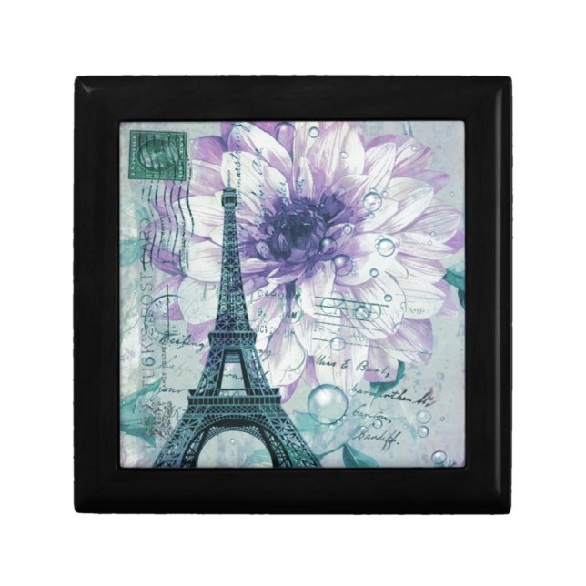 pretty girly chic purple french paris eiffel tower jewelry box (Front)