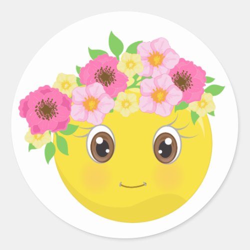 Pretty Girly Emoji With Flowers Stickers