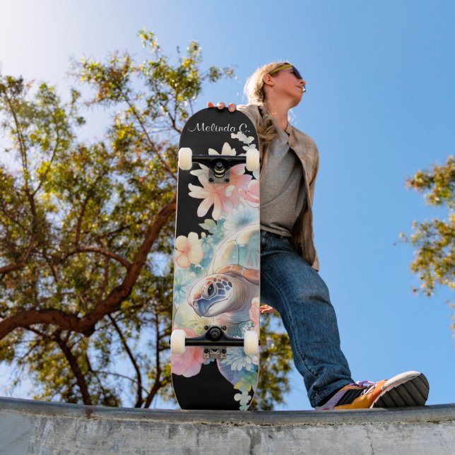 Pretty Girly Floral Sea Turtle Deck (Outdoor 1)