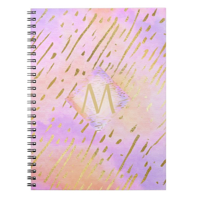 Pretty Girly Glitter Pink Gold Animal Print Glam Notebook (Front)