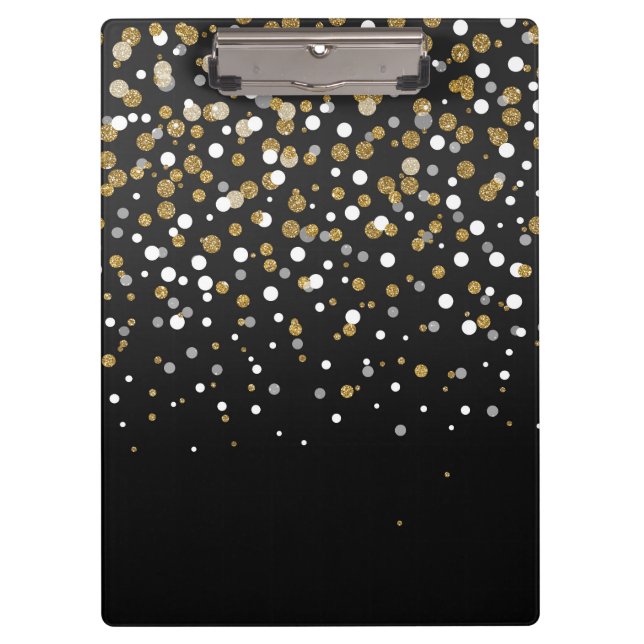 Pretty Girly Gold Glitter Dots Illustration Clipboard (Front)