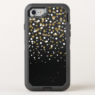 Pretty Girly Gold Glitter Dots Illustration OtterBox Defender iPhone SE/8/7 Case