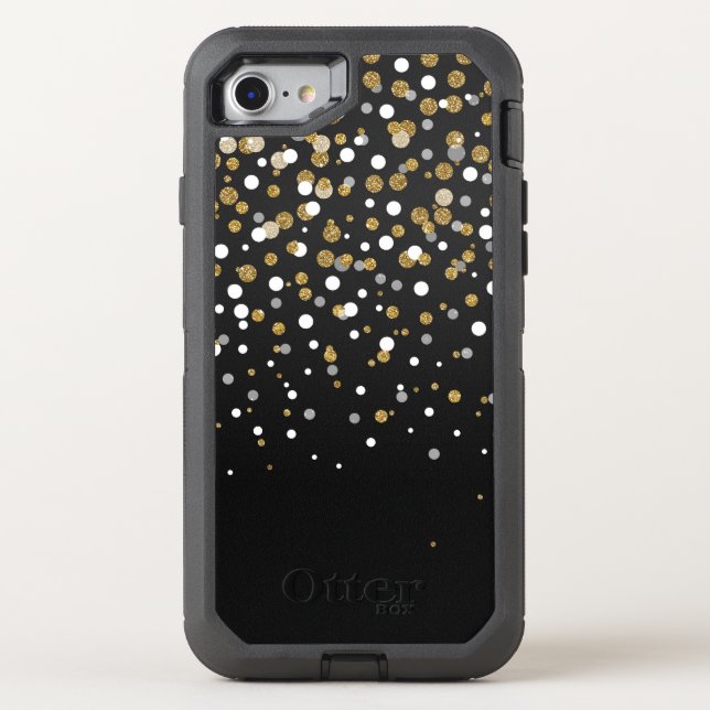 Pretty Girly Gold Glitter Dots Illustration Otterbox iPhone Case (Back)