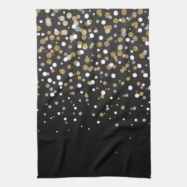 Pretty Girly Gold Glitter Dots Illustration Towel (Vertical)