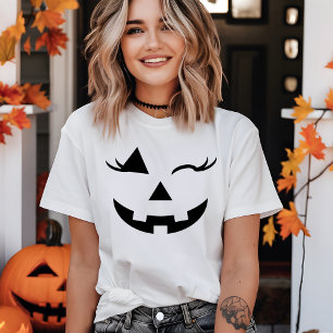 Pretty Girly Jack O Lantern Pumpkin Face Halloween T-Shirt