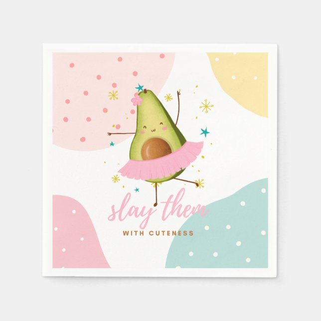 Pretty Girly Kawaii Avocado Ballerina Slay Them Napkins (Front)