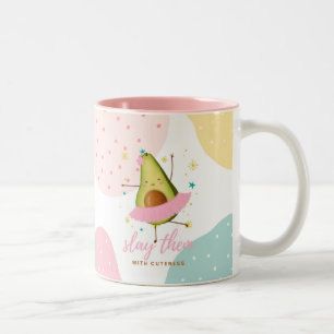 Pretty Girly Kawaii Avocado Ballerina Slay Them Two-Tone Coffee Mug