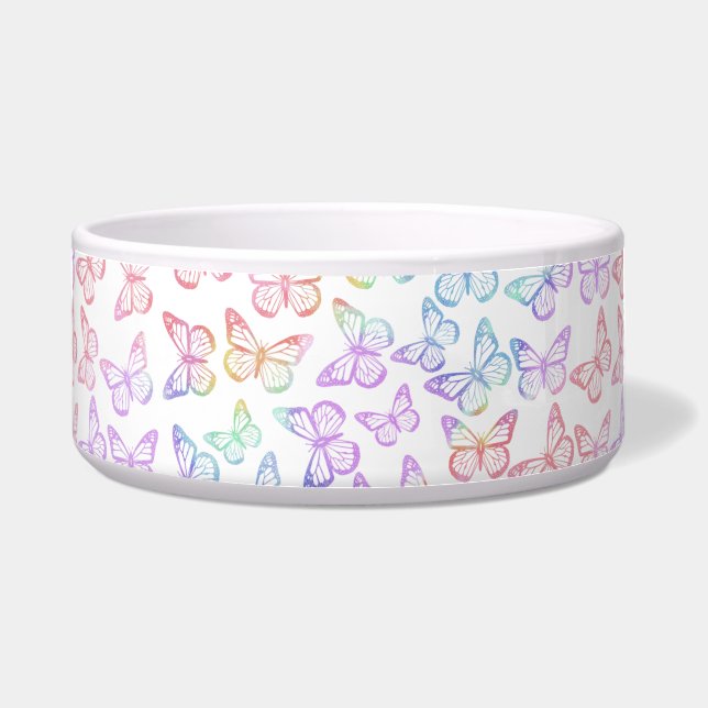   Pretty Girly Pastel Butterfly Pattern Iridescent Bowl (Front)