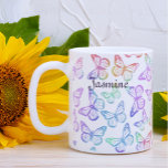 Pretty Girly Pastel Butterfly Pattern Iridescent Coffee Mug<br><div class="desc">Cute pastel purple,  teal and peach butterfly pattern.</div>