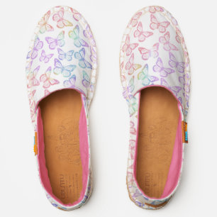 Pretty Girly Pastel Butterfly Pattern Iridescent Espadrilles