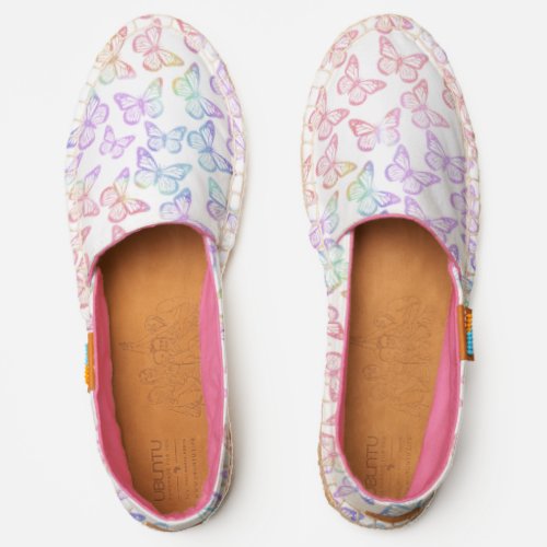   Pretty Girly Pastel Butterfly Pattern Iridescent Espadrilles