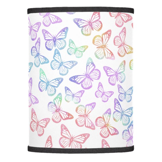   Pretty Girly Pastel Butterfly Pattern Iridescent Lamp Shade (Front)