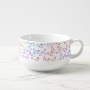  Pretty Girly Pastel Butterfly Pattern Iridescent Soup Mug