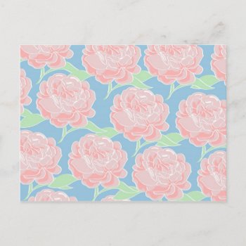Pretty Girly Pastel Pink And Blue Floral Print Postcard by PrettyPatternsGifts at Zazzle