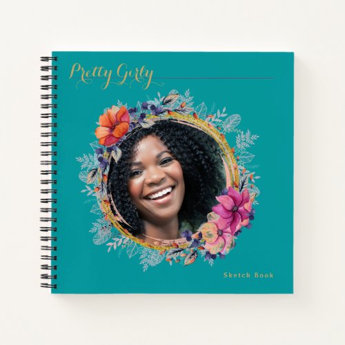 Pretty Girly PHOTO Floral Drawing Art  Notebook