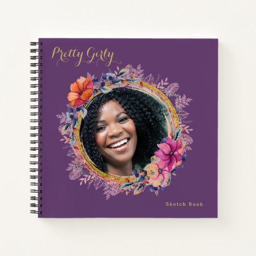 Pretty Girly PHOTO Floral  Drawing Art  Notebook
