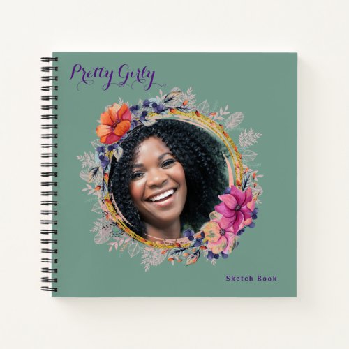 Pretty Girly PHOTO Floral Drawing Art  Notebook