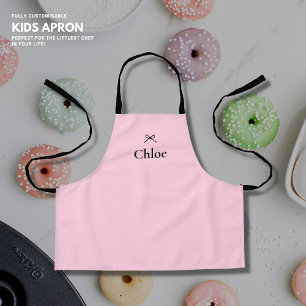Pretty Girly Pink and Black Bow with Name Apron