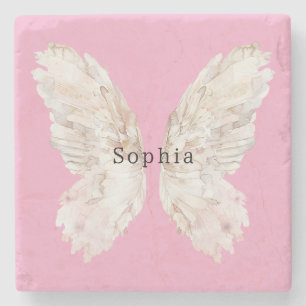 Pretty Girly Pink Butterfly Wings   Stone Coaster