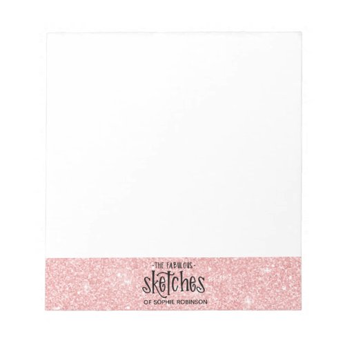 Pretty Girly Pink Glitter Artist Notepad