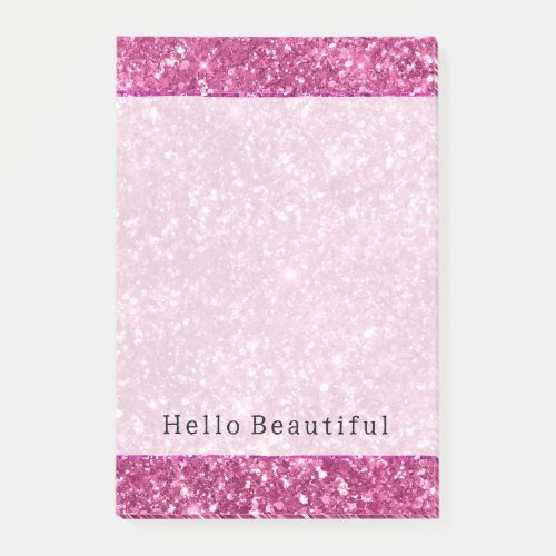 Pretty Girly Pink Glitzy Glitter Sparkle Post_it Notes