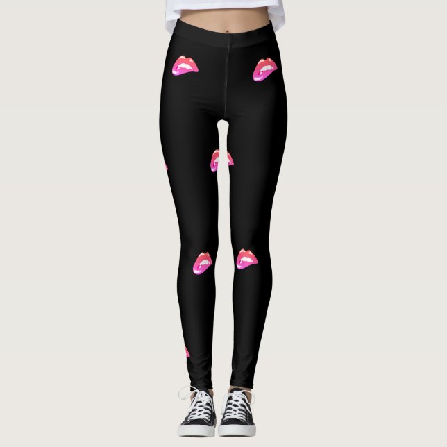 Pretty Girly ,Pink Lips,Black Leggings (Front)