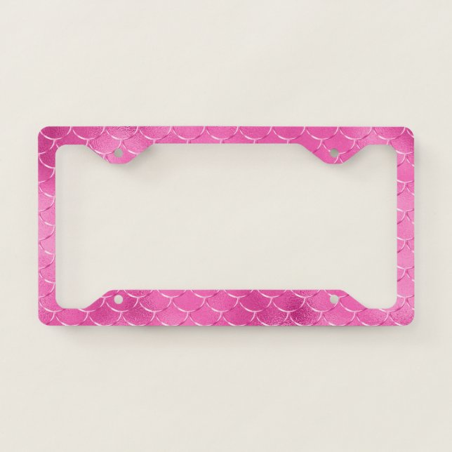 Pretty Girly Pink Mermaid  License Plate Frame (Front)