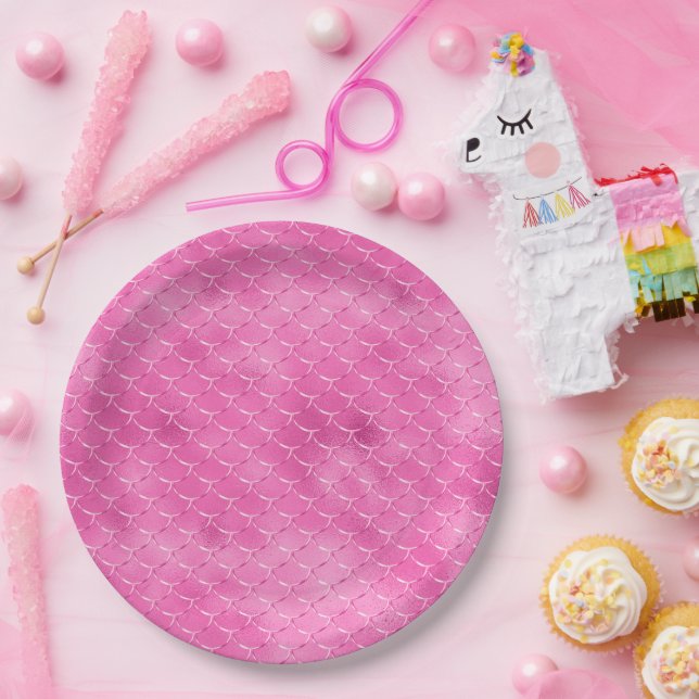 Pretty Girly Pink Mermaid Paper Plates (Party)