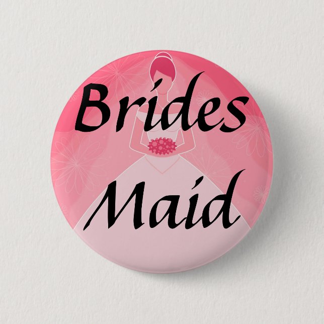 Pretty Girly Pink Simple Bridesmaid Pinback Button (Front)