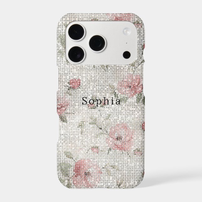 Pretty Girly Pink Sparkle Rose Flowers Case-Mate iPhone Case (Back)