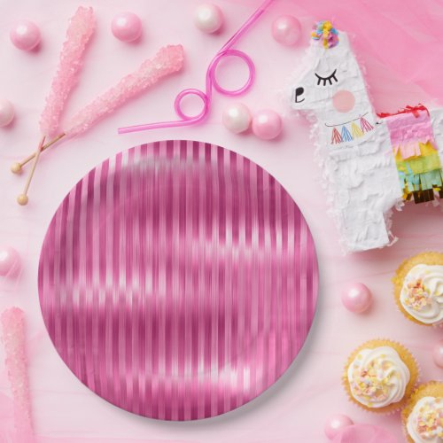 Pretty Girly Pink Stripes Paper Plates